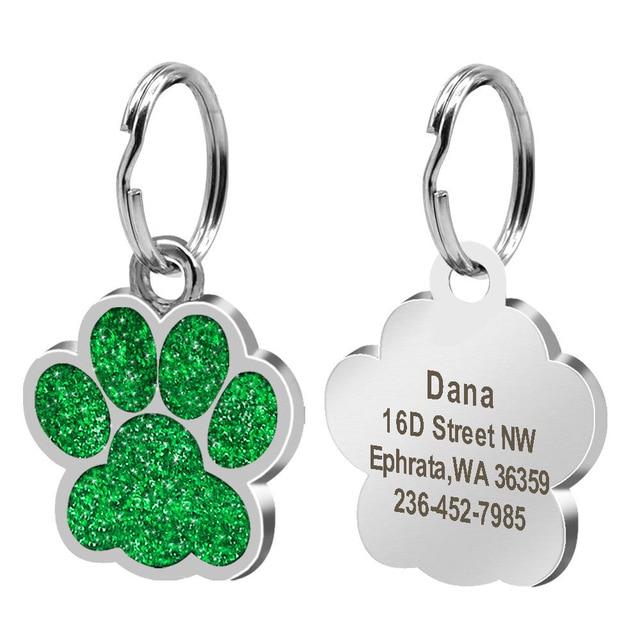 Personalised Engraved Pet ID Tag Pet ID Tags Best Pet Store Paw Green 
