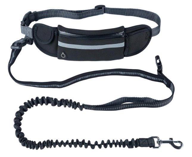 Handsfree Running Bungee Dog Leash With Pouch Pet Leashes Best Pet Store Black 