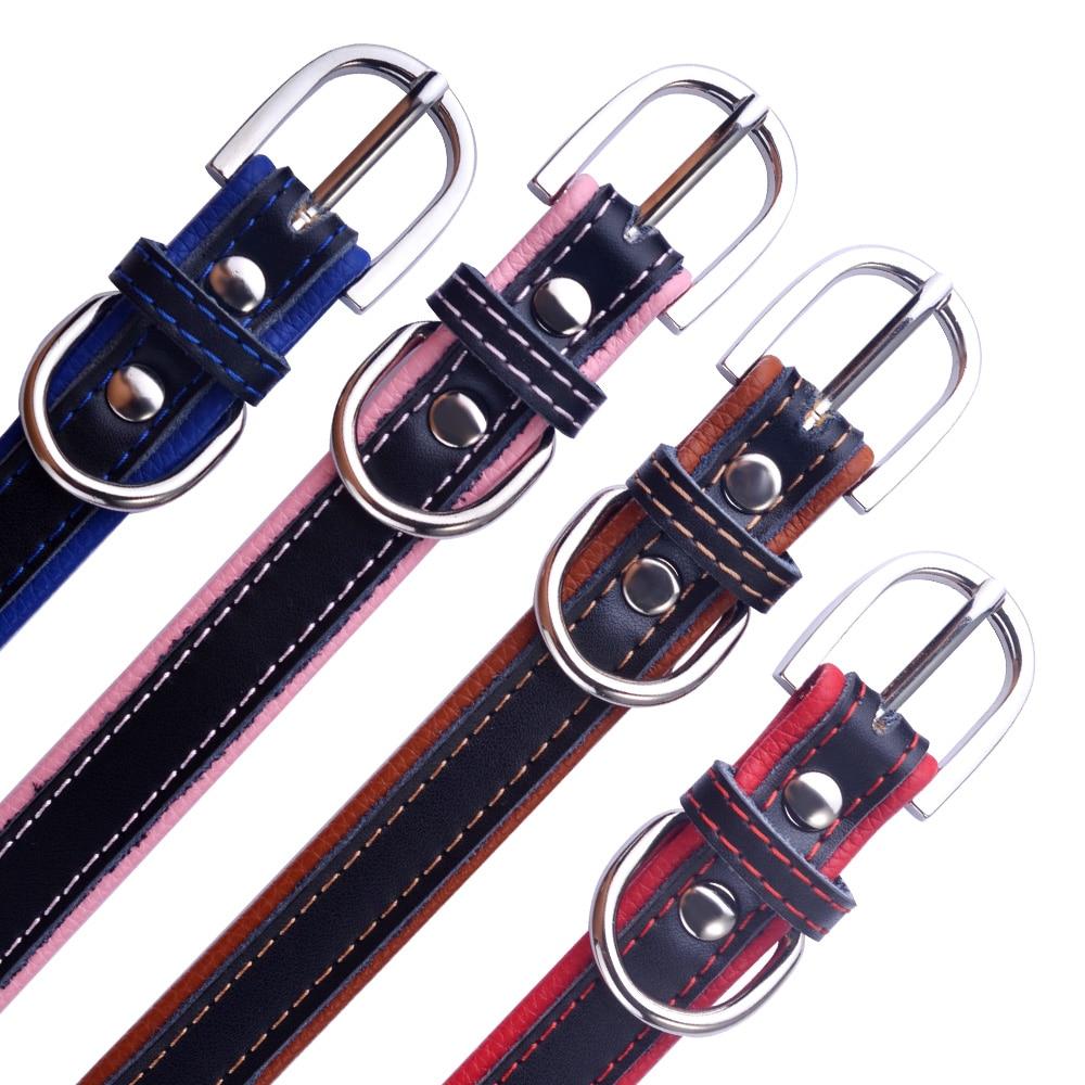 Leather Dog Collar With Personalised Engraved Nameplate Pet Collars & Harnesses Best Pet Store 