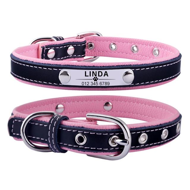 Personalized dog deals collars leather