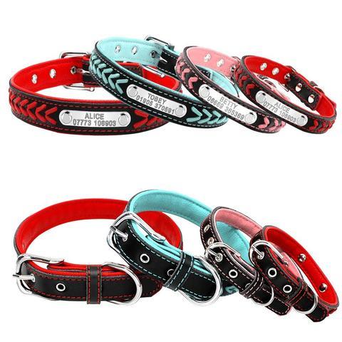 Leather Pet Collar With Personalised Nameplate Pet Collars & Harnesses Best Pet Store 