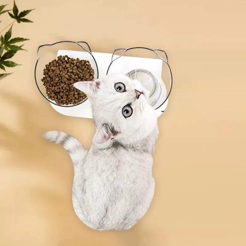Non-Slip Double Cat Bowls Pet Bowls, Feeders & Waterers Best Pet Store 