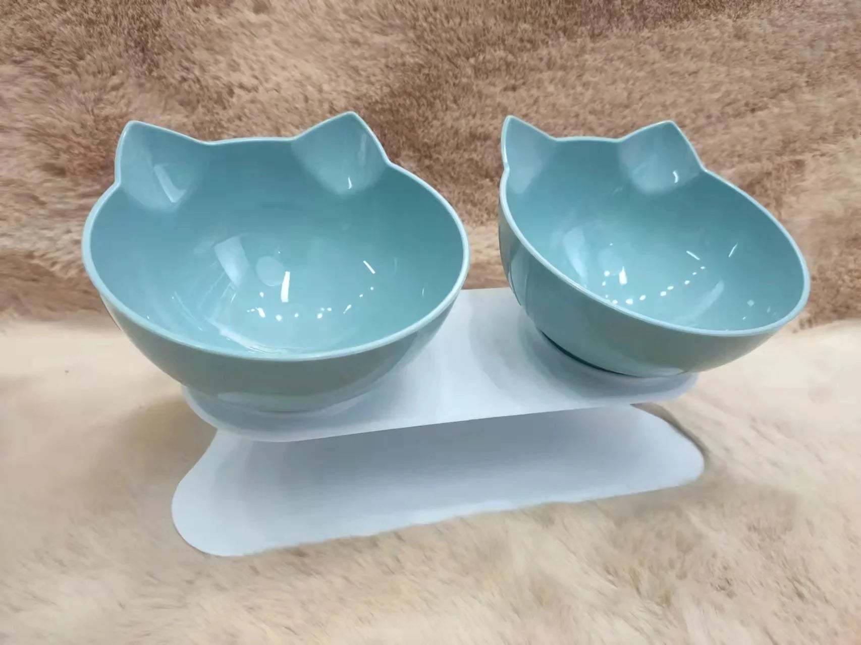 Non-Slip Double Cat Bowls Pet Bowls, Feeders & Waterers Best Pet Store Double Blue 