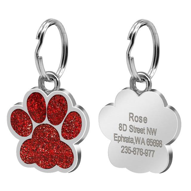 Personalised Engraved Pet ID Tag Pet ID Tags Best Pet Store Paw Red 