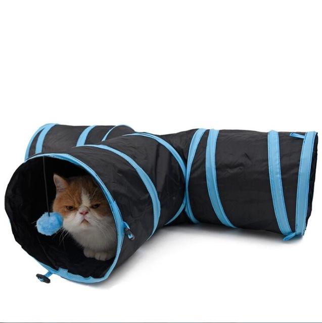 Quality Portable Pet Tunnels Cat Toys Best Pet Store Blue 3 Holes 