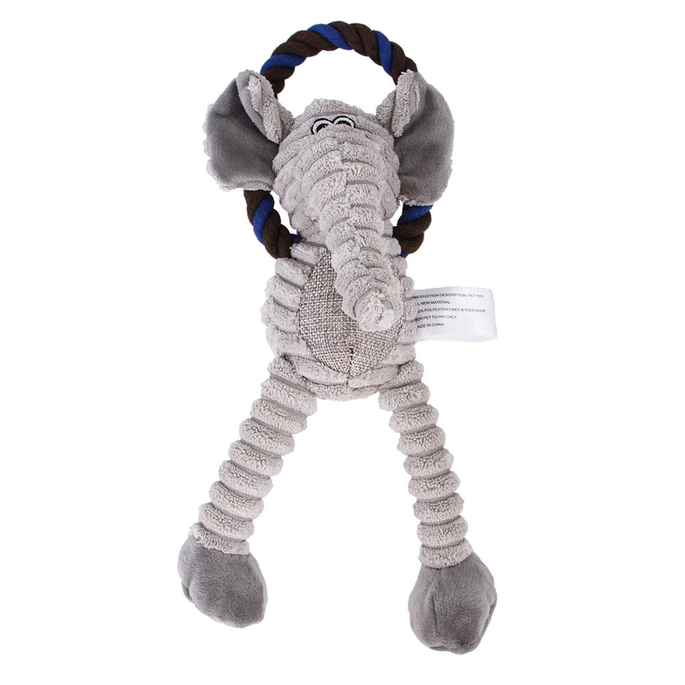 Rope & Squeak Plush Dog Chew Toy Dog Toys Best Pet Store Elephant 