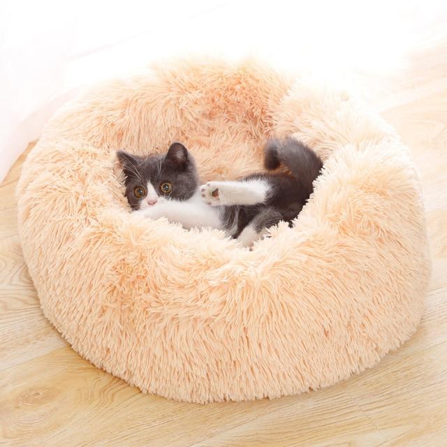 Soft and Fluffy Plush Calming Pet Bed Dog Beds Best Pet Store Apricot Small 50CM 