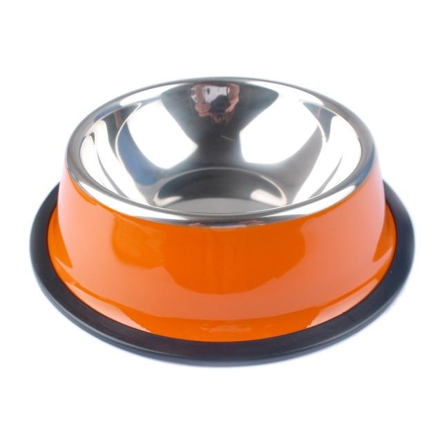 Stainless Steel Pet Food and Water Bowl 4 Colours! Pet Bowls, Feeders &amp; Waterers Best Pet Store Orange Small 
