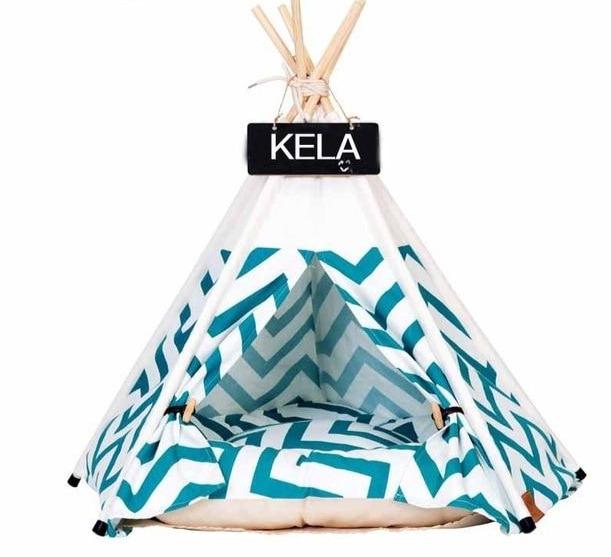 TeePee Tent Pet Bed - 7 Designs! Dog Beds Best Pet Store Green Stripe Small 