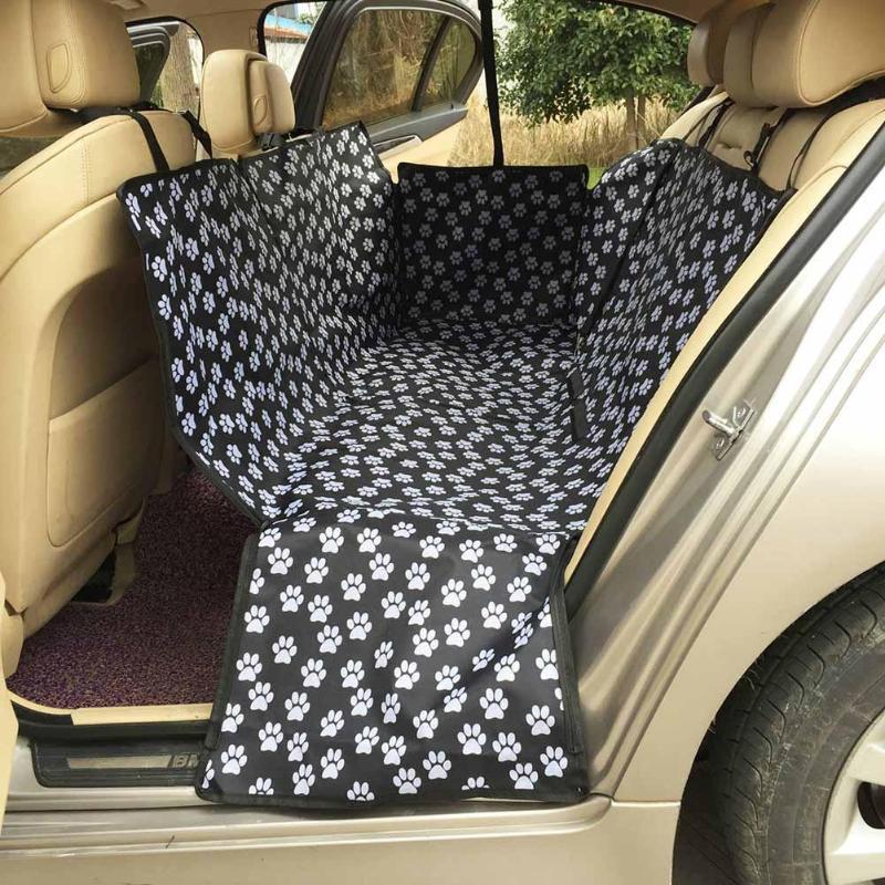 Pet carriers oxford fabric paw pattern car pet seat cover deals dog car back seat carrier waterproof pet mat hammock cushion protector